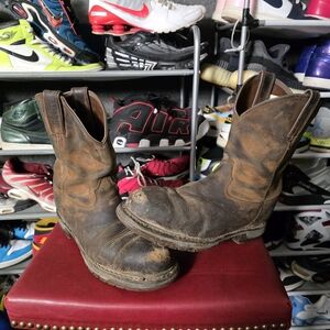 🔥🥵 Construction Worn! Rocky Brown Men's Size 10 Boots Hot!
